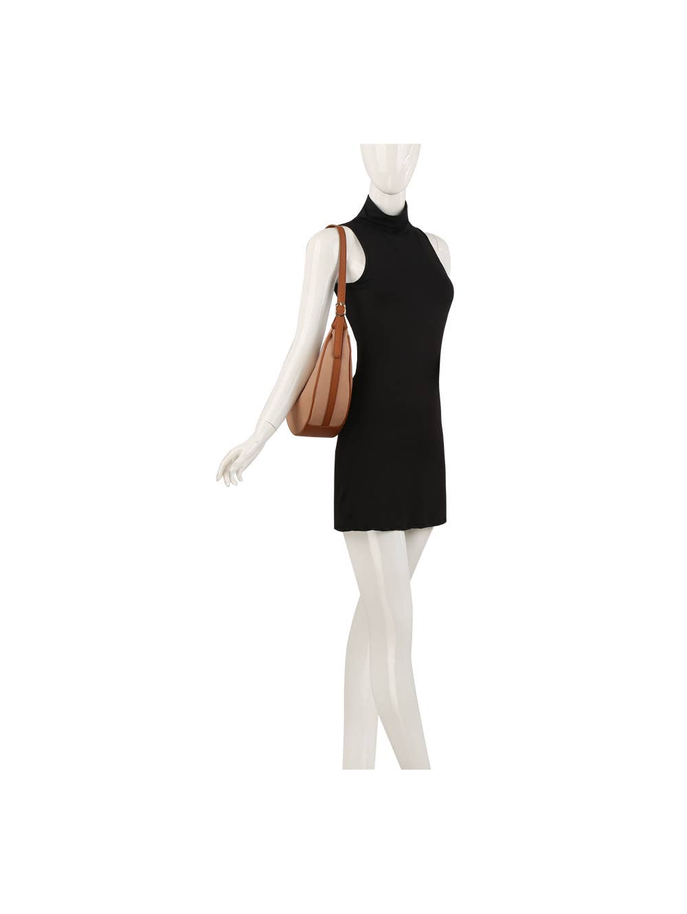 HR CORP - Calin collection Canvas Vegan Leather Crescent Shoulder bag