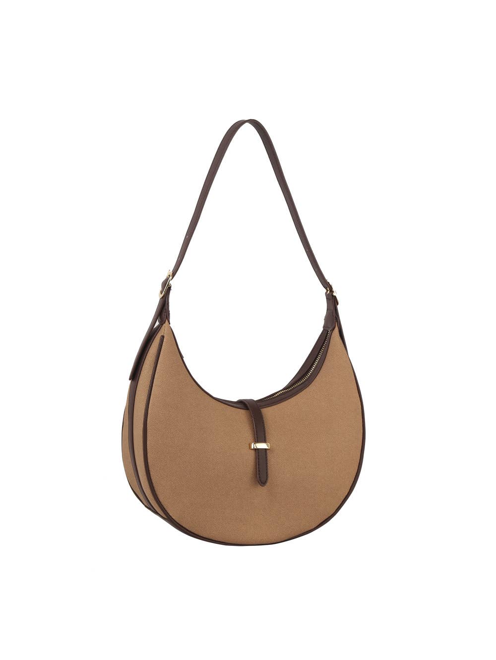 HR CORP - Calin collection Canvas Vegan Leather Crescent Shoulder bag