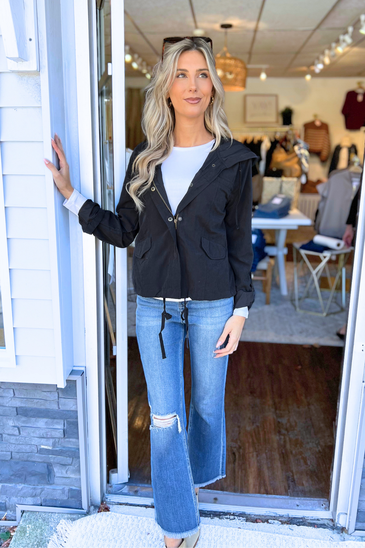 Black Short Tie Waist Jacket
