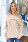 Game Day Embroidered Corded Crew Neck, Beige