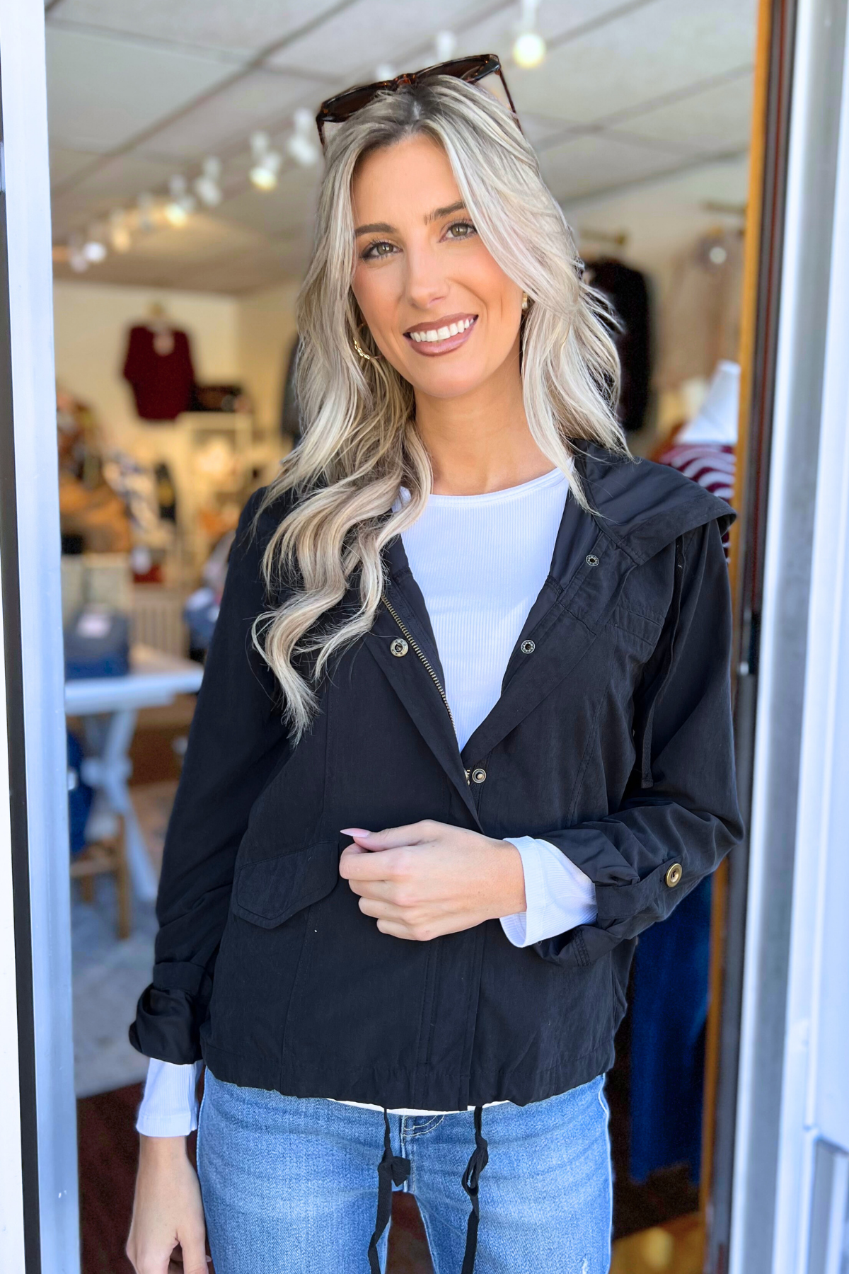 Black Short Tie Waist Jacket