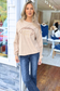 Game Day Embroidered Corded Crew Neck, Beige