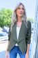 MOA COLLECTION - Casual Open Front Draped Solid Blazer Jacket, Olive