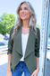 MOA COLLECTION - Casual Open Front Draped Solid Blazer Jacket, Olive