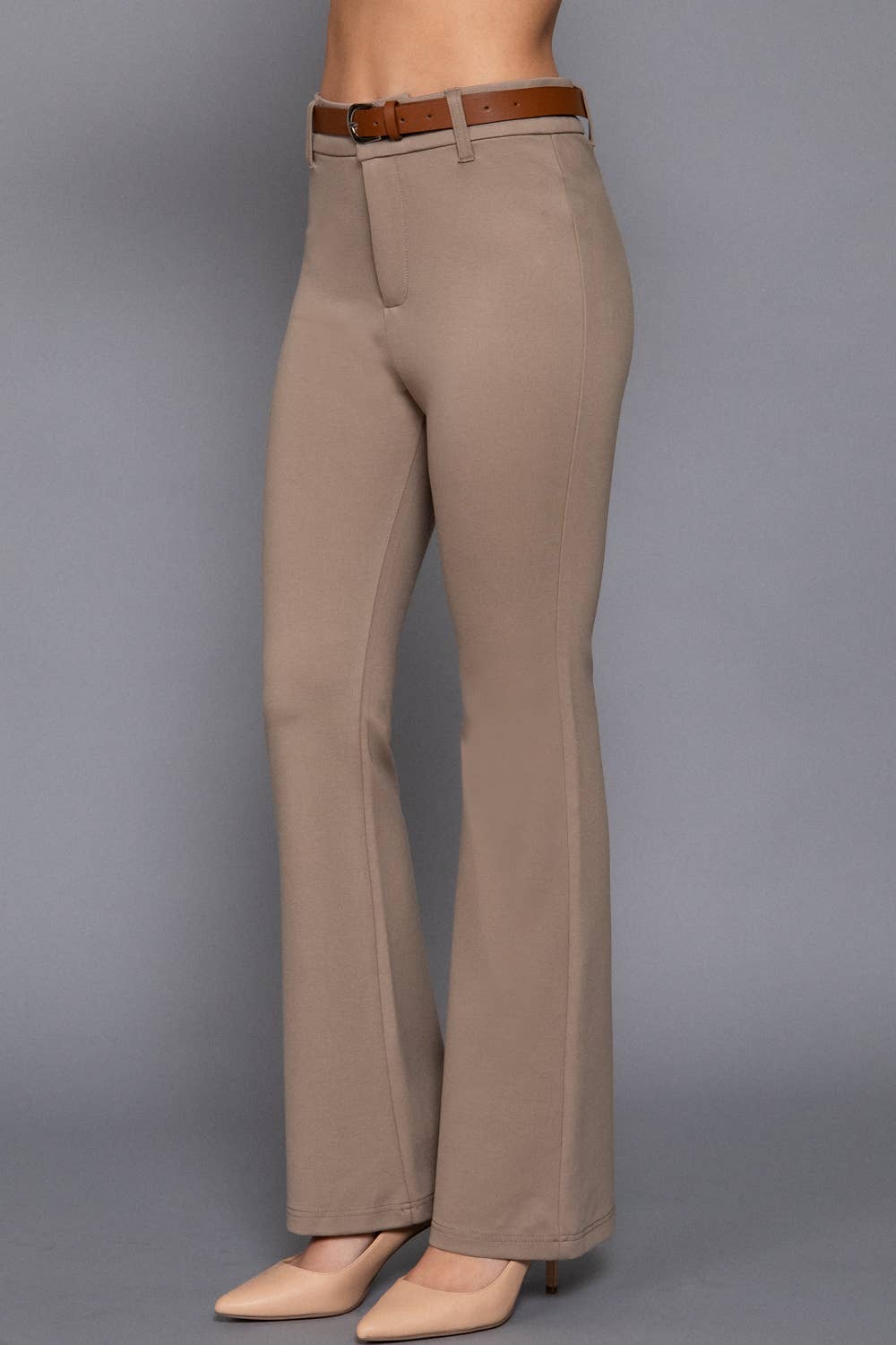 Active Basic | Active USA - Semi Flare Ponte Pants with Leather Belt
