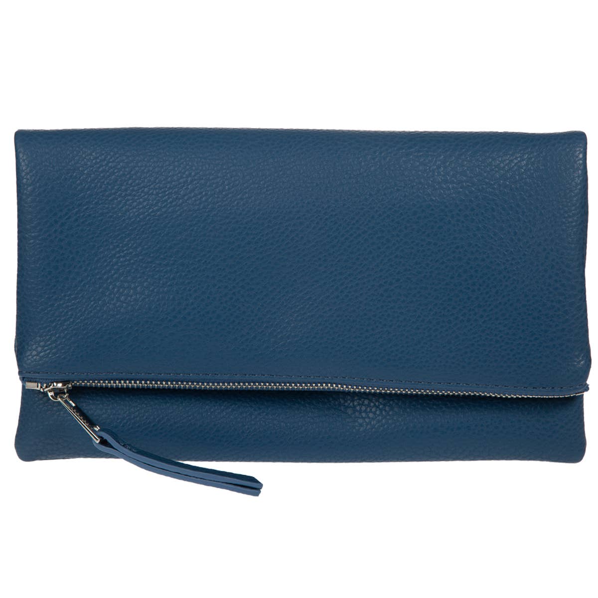 JNBFASHION.COM - Women's Vegan Leather Zipper Foldover Clutch Purse with Tass