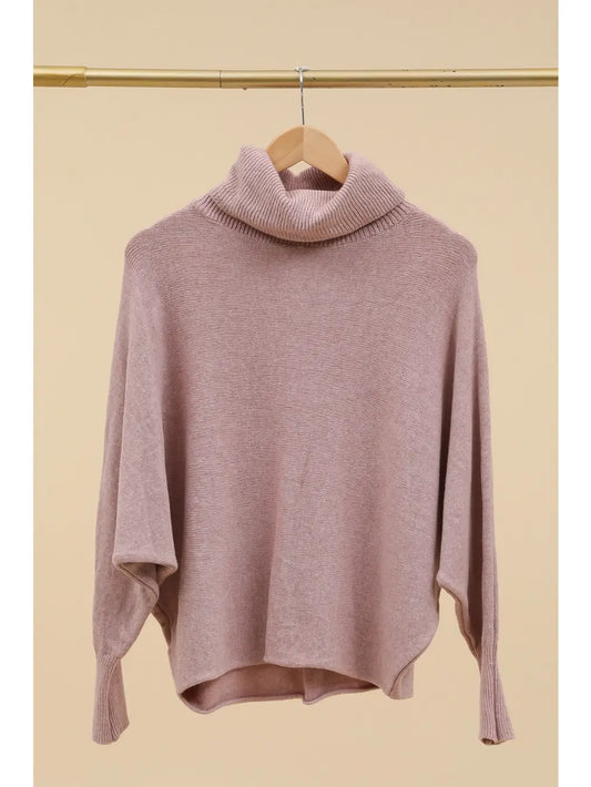 THE PERFECT CASHMERE BLEND TURTLENECK SWEATER, Dusty Pink (SHIPS IN 2-3 WEEKS)