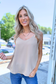 Active Basic | Active USA - V-neck with back Cross Strap Woven Cami Top