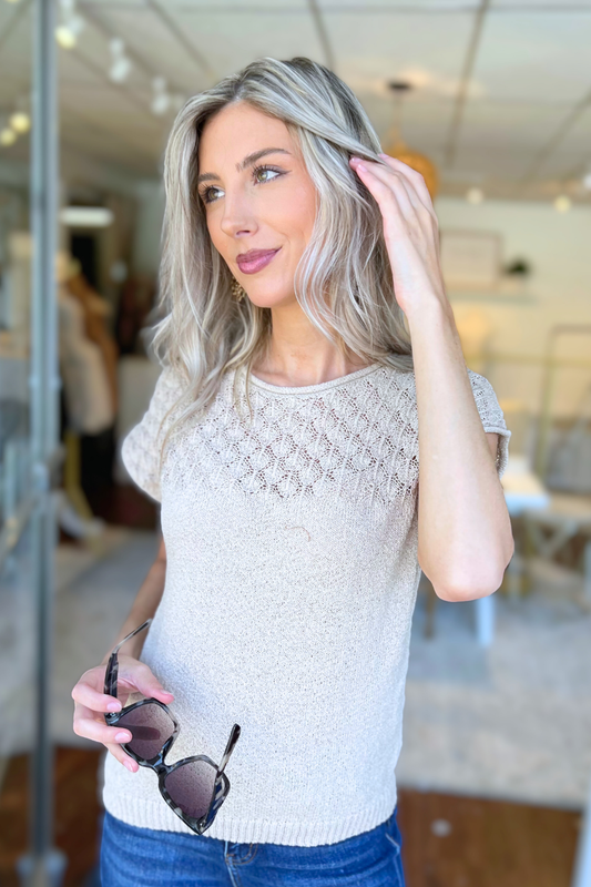 Blu Pepper - EYELET DETAIL SWEATER KNIT TOP