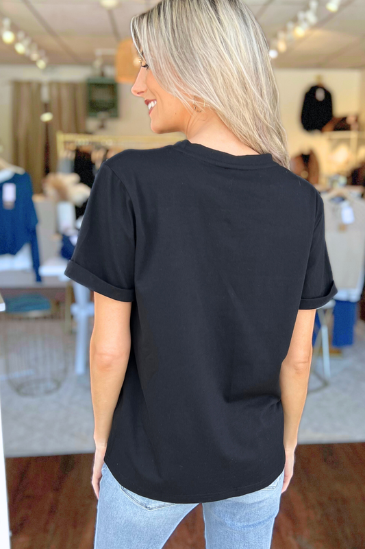 Football Patch Graphic Top, Black