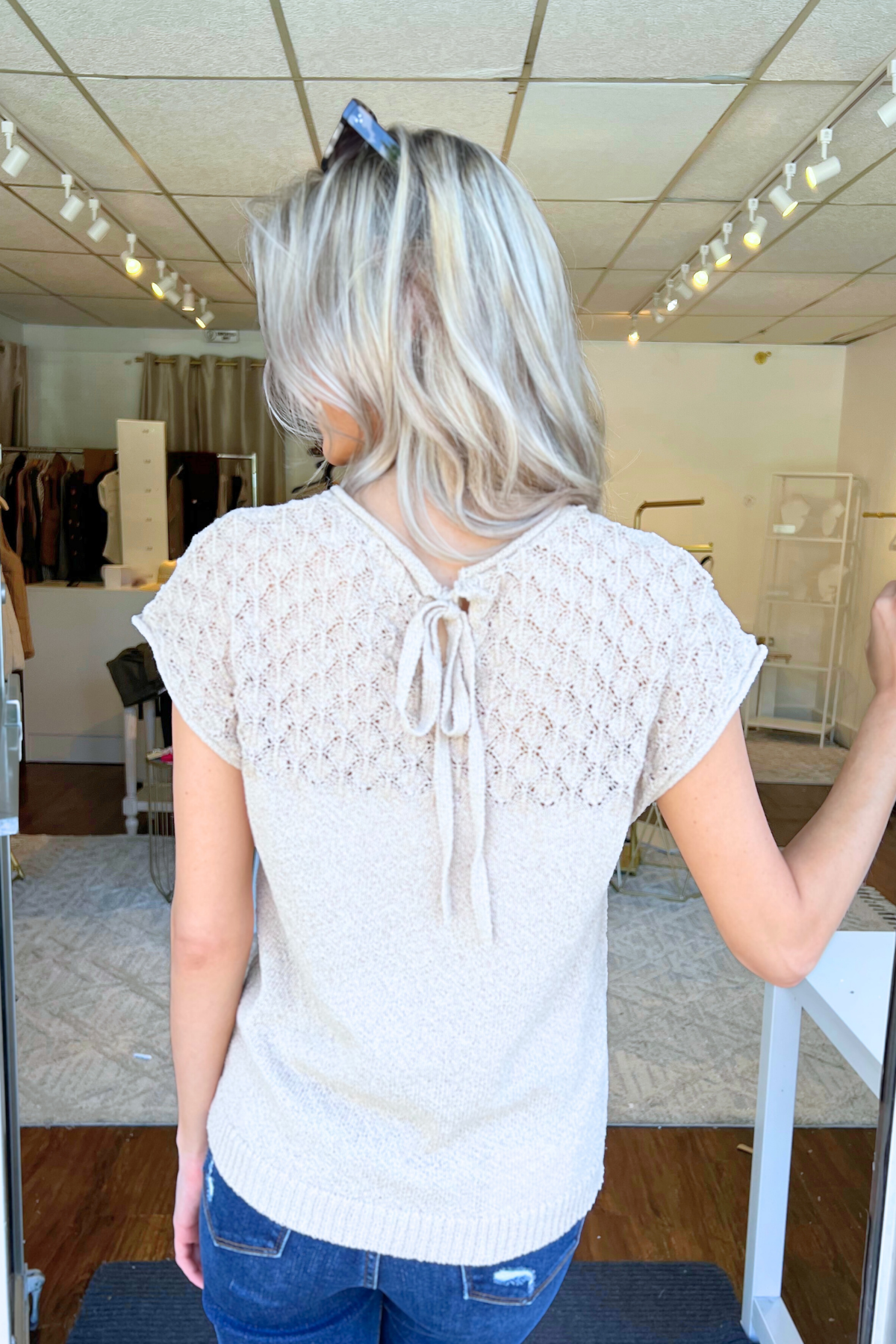 Blu Pepper - EYELET DETAIL SWEATER KNIT TOP