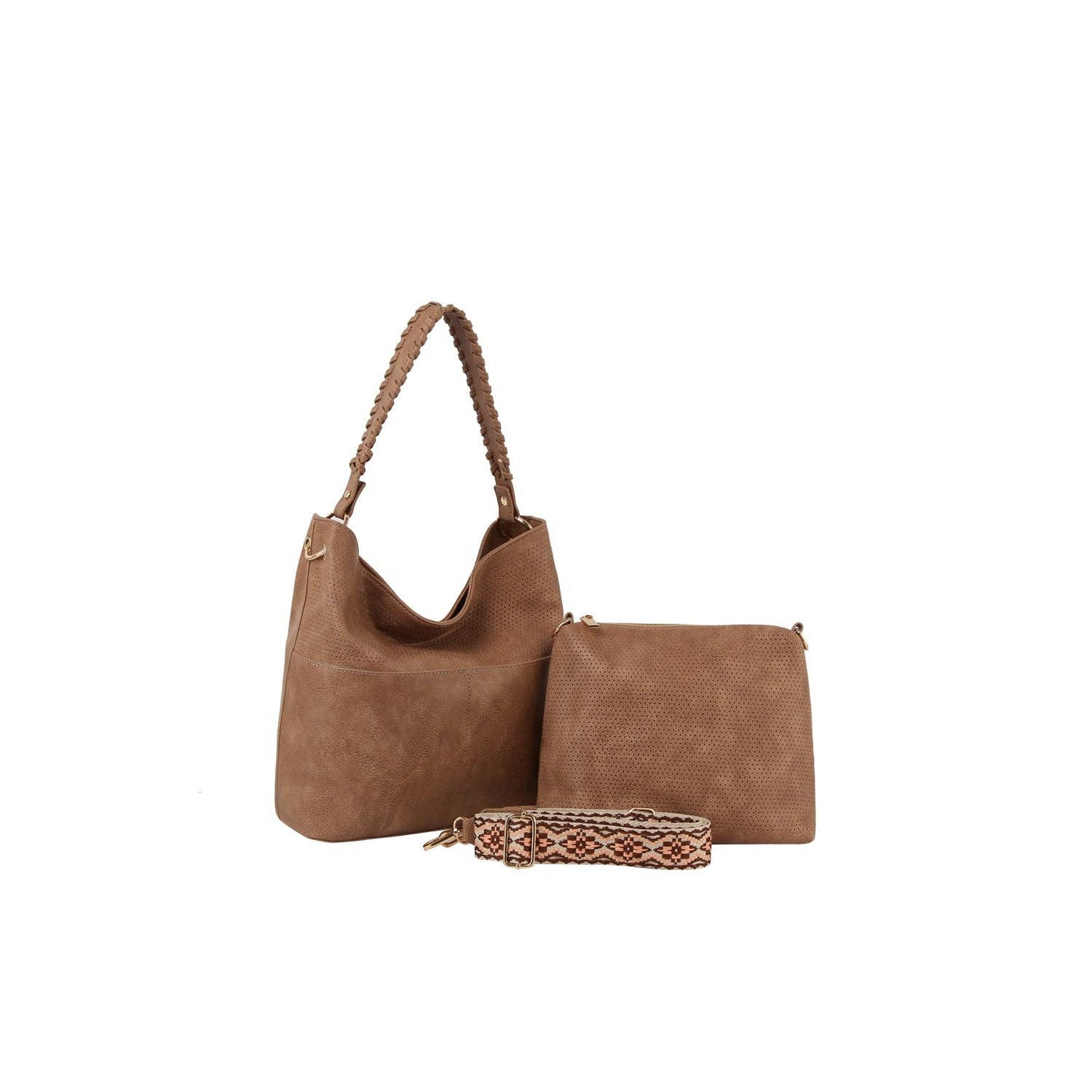 HR CORP - Calin 2in1 weaving top handle slouchy hobo