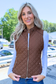 Active Basic | Active USA - Suede Piping Detail Rib Quilted Padding Vest (Ships in 1 week)