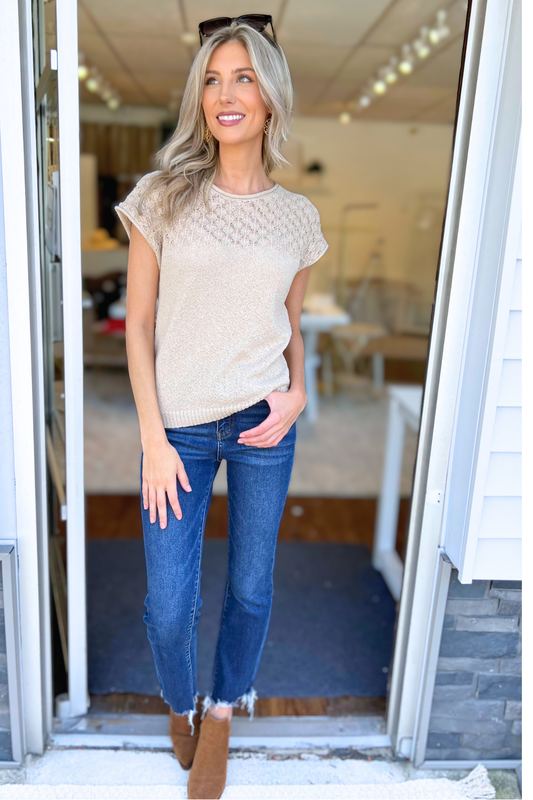 Blu Pepper - EYELET DETAIL SWEATER KNIT TOP