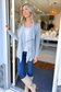 Mak - Long Sleeve Open Front Draped Sweater Cardigan, Grey