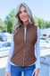 Active Basic | Active USA - Suede Piping Detail Rib Quilted Padding Vest (Ships in 1 week)
