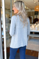 Mak - Long Sleeve Open Front Draped Sweater Cardigan, Grey