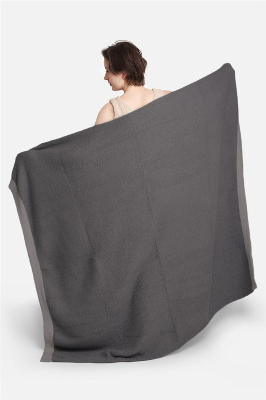 Comfy Luxe Solid w/Border Blanket, Charcoal
