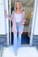 Mak - Long Sleeve Open Front Draped Sweater Cardigan, Mauve