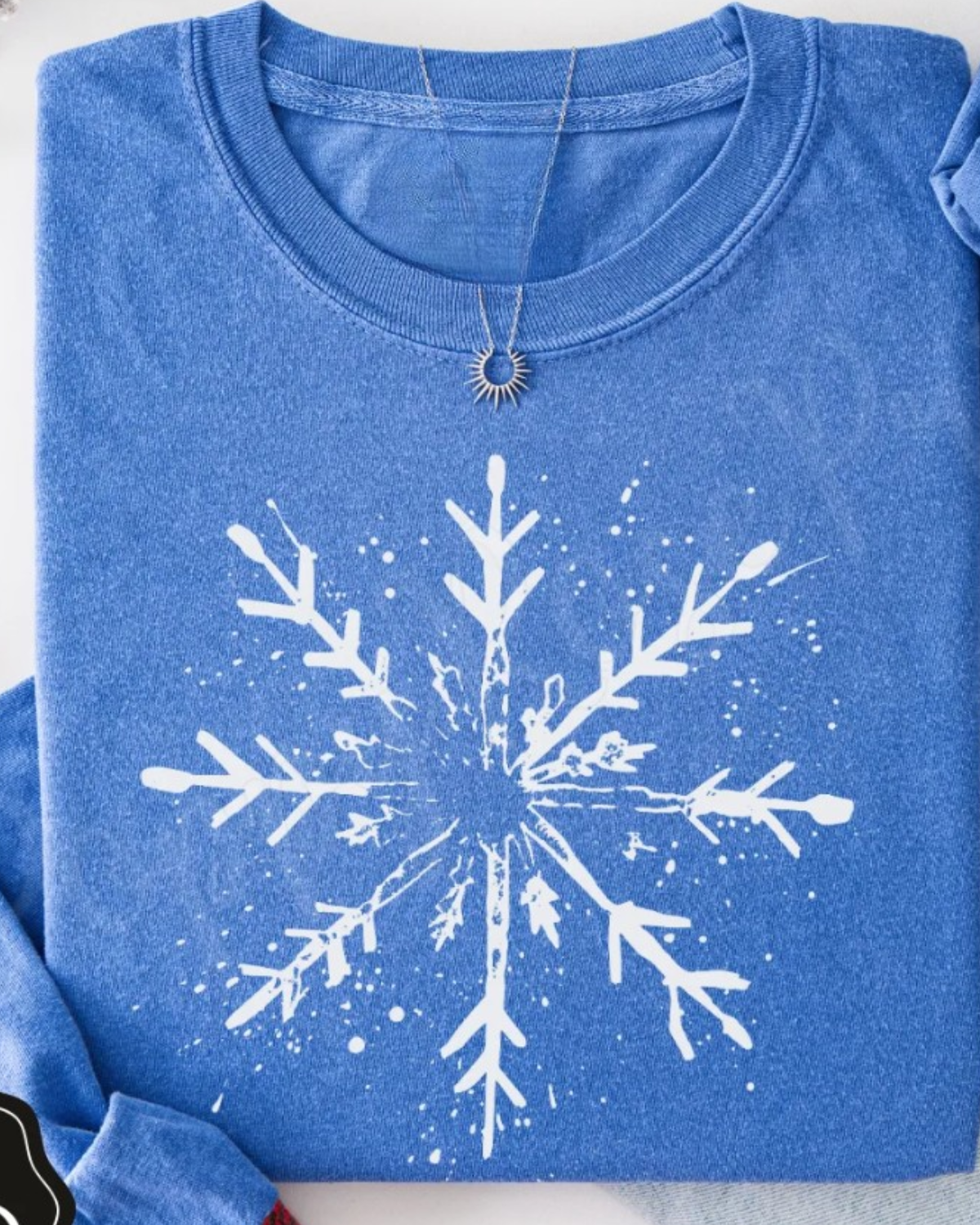 Splatter Snowflake, Long Sleeve T-Shirt, Heather Columbia Blue
