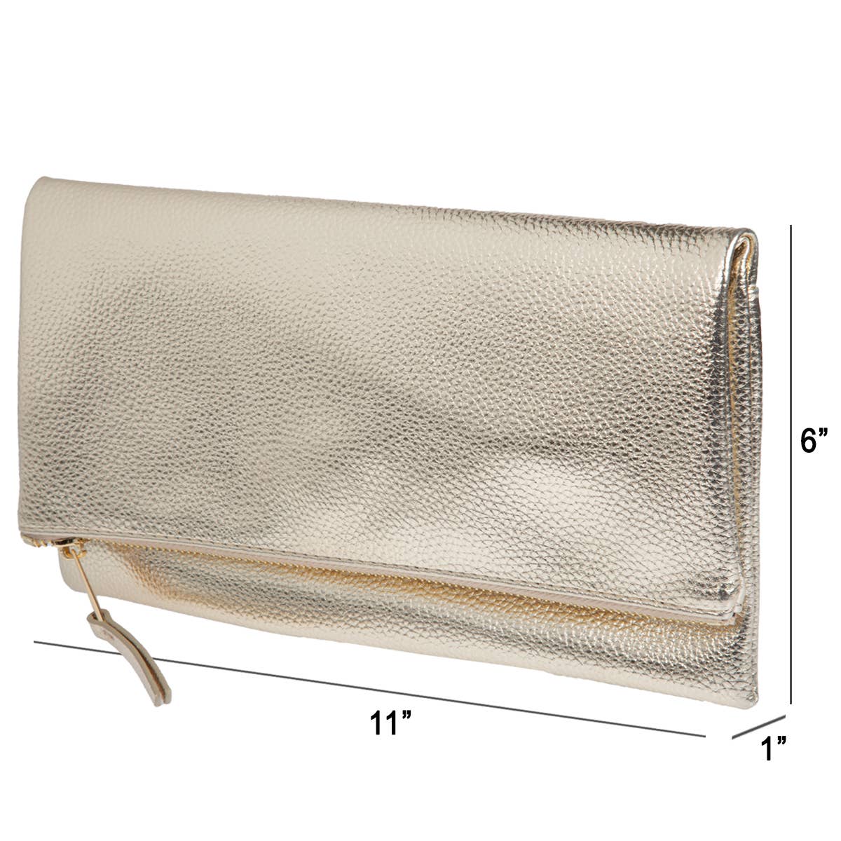 JNBFASHION.COM - Women's Vegan Leather Zipper Foldover Clutch Purse with Tass