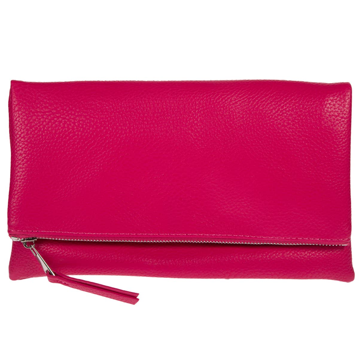 JNBFASHION.COM - Women's Vegan Leather Zipper Foldover Clutch Purse with Tass
