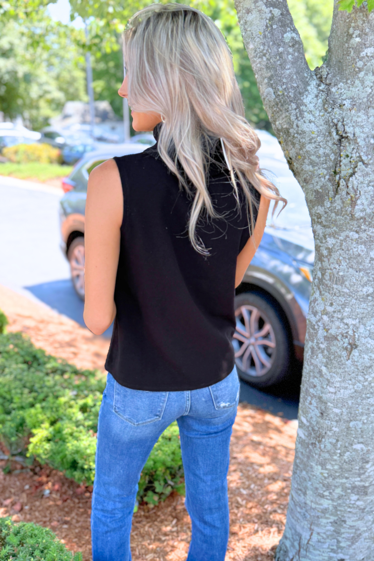 Active Basic | Active USA - Sleeveless Turtle Neck Soft Knit Top, Black (Ships in 1 week)