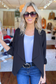 MOA COLLECTION - Casual Open Front Draped Solid Blazer Jacket, Black  (SHIPS IN 2-3 WEEKS)