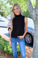 Active Basic | Active USA - Sleeveless Turtle Neck Soft Knit Top, Black (Ships in 1 week)