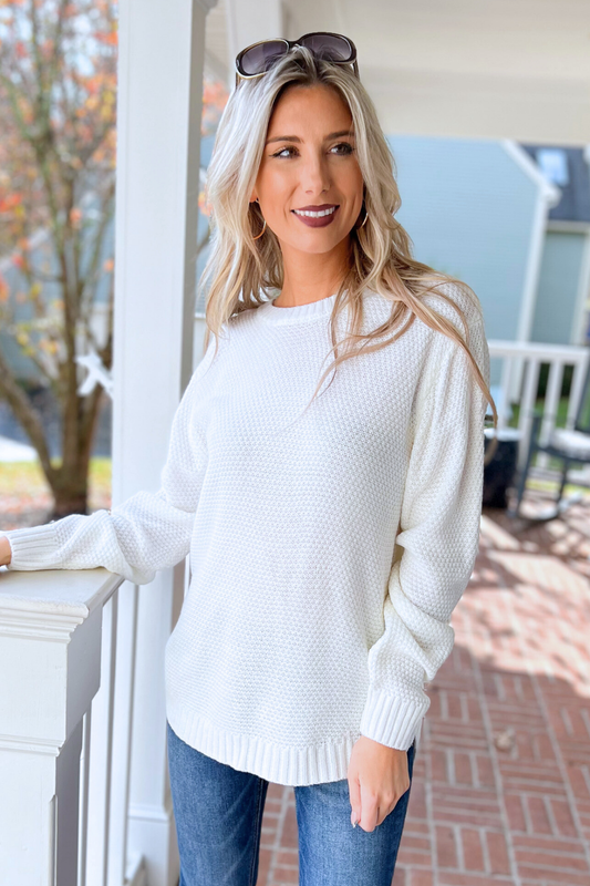 Everyday Sweater by Zenana, Ivory (SHIPS IN 2-3 WEEKS)