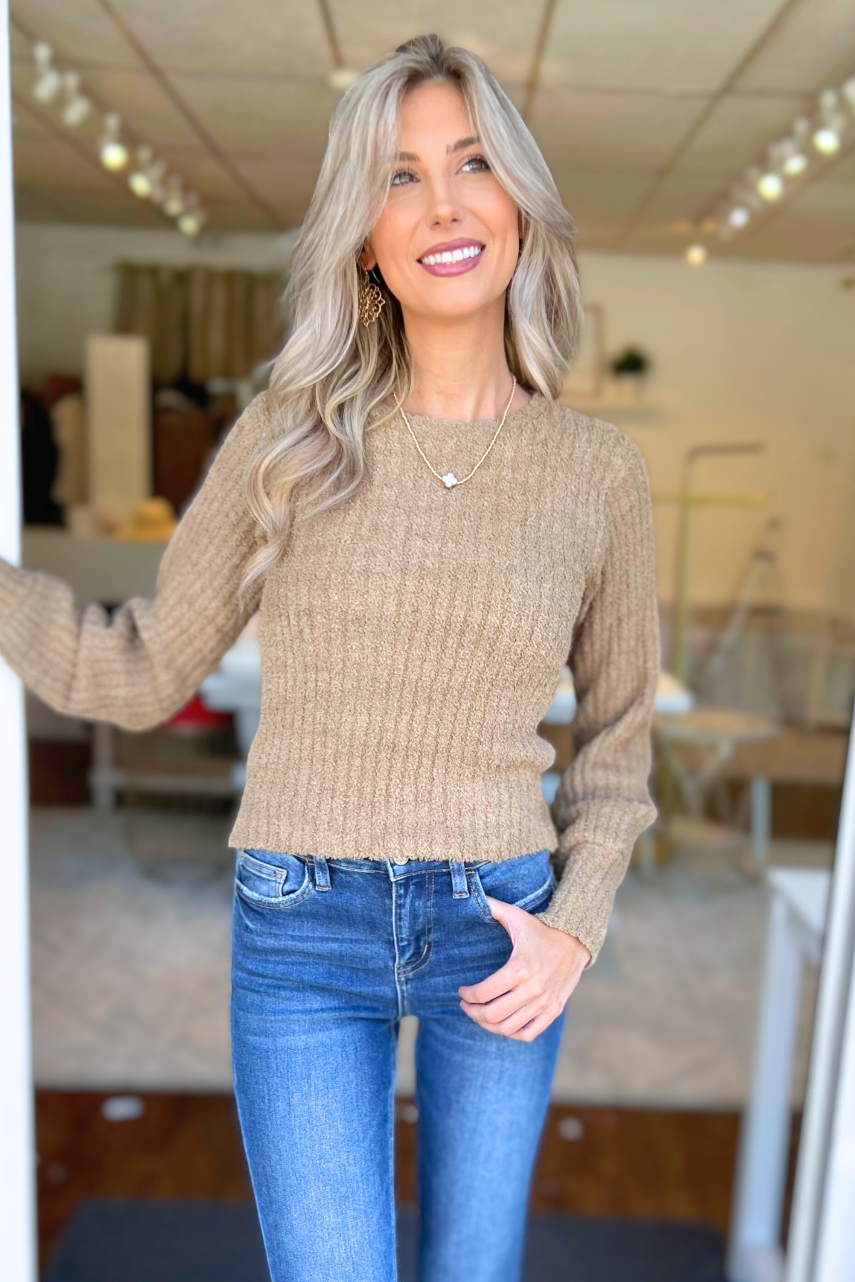 42 - Long Sleeve Crew Neck Cozy Sweater