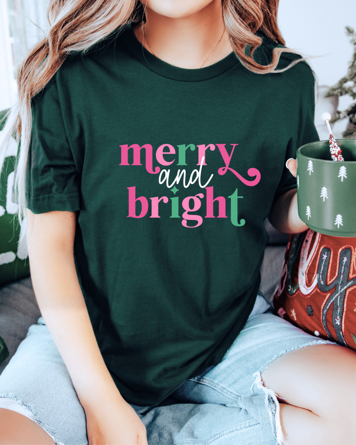 Merry & Bright Pink/Green, T-Shirt