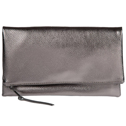 JNBFASHION.COM - Women's Vegan Leather Zipper Foldover Clutch Purse with Tass