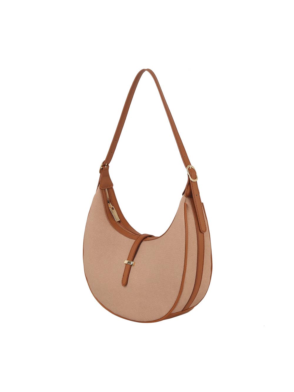 HR CORP - Calin collection Canvas Vegan Leather Crescent Shoulder bag