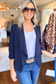 MOA COLLECTION - Casual Open Front Draped Solid Blazer Jacket, NAVY (SHIPS IN 2-3 WEEKS) (Copy)
