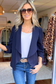 MOA COLLECTION - Casual Open Front Draped Solid Blazer Jacket, NAVY (SHIPS IN 2-3 WEEKS) (Copy)