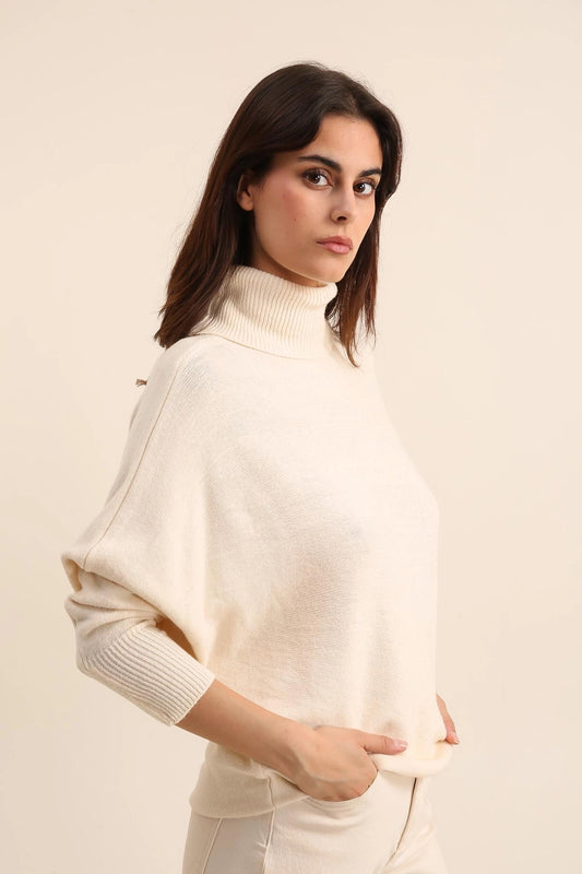 THE PERFECT CASHMERE BLEND TURTLENECK SWEATER, Ivory (SHIPS IN 2-3 WEEKS)
