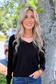 Active Basic | Active USA - Long Sleeve V-neck Back Cross Strap Viscose Sweater, Black