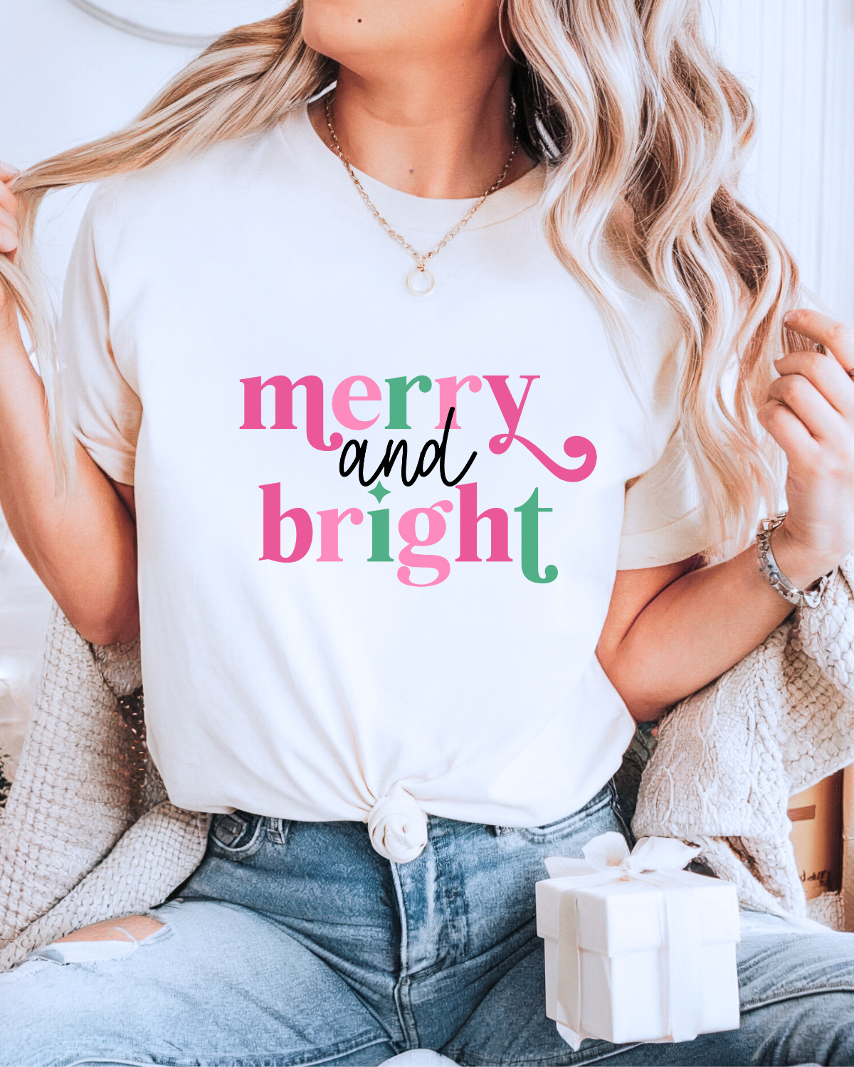 Merry & Bright Pink/Green, T-Shirt