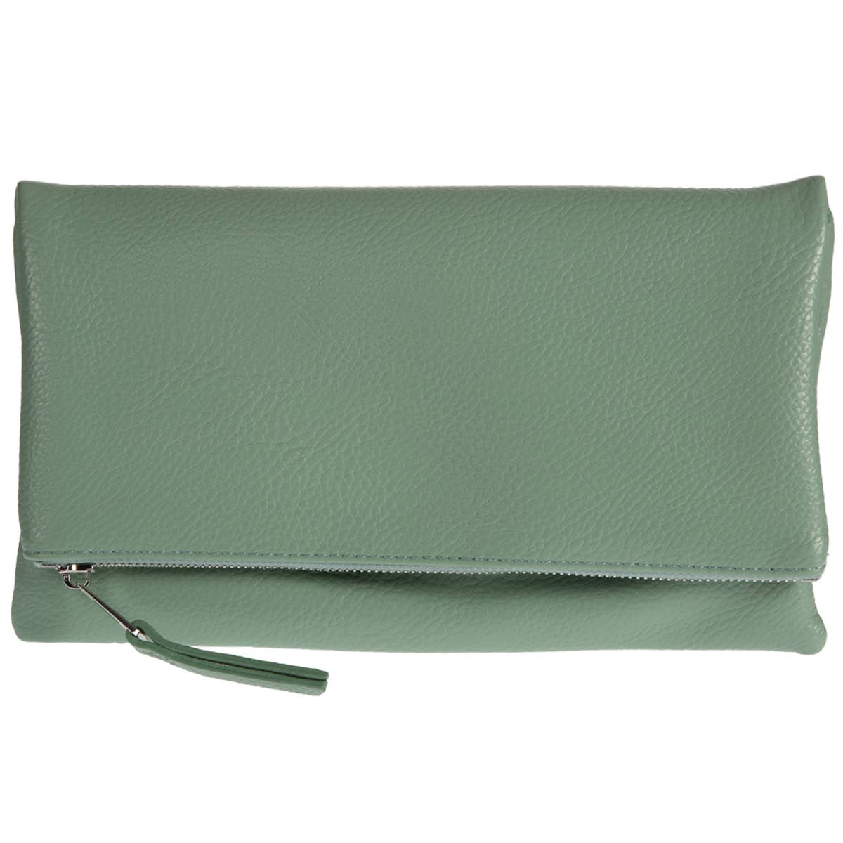 JNBFASHION.COM - Women's Vegan Leather Zipper Foldover Clutch Purse with Tass