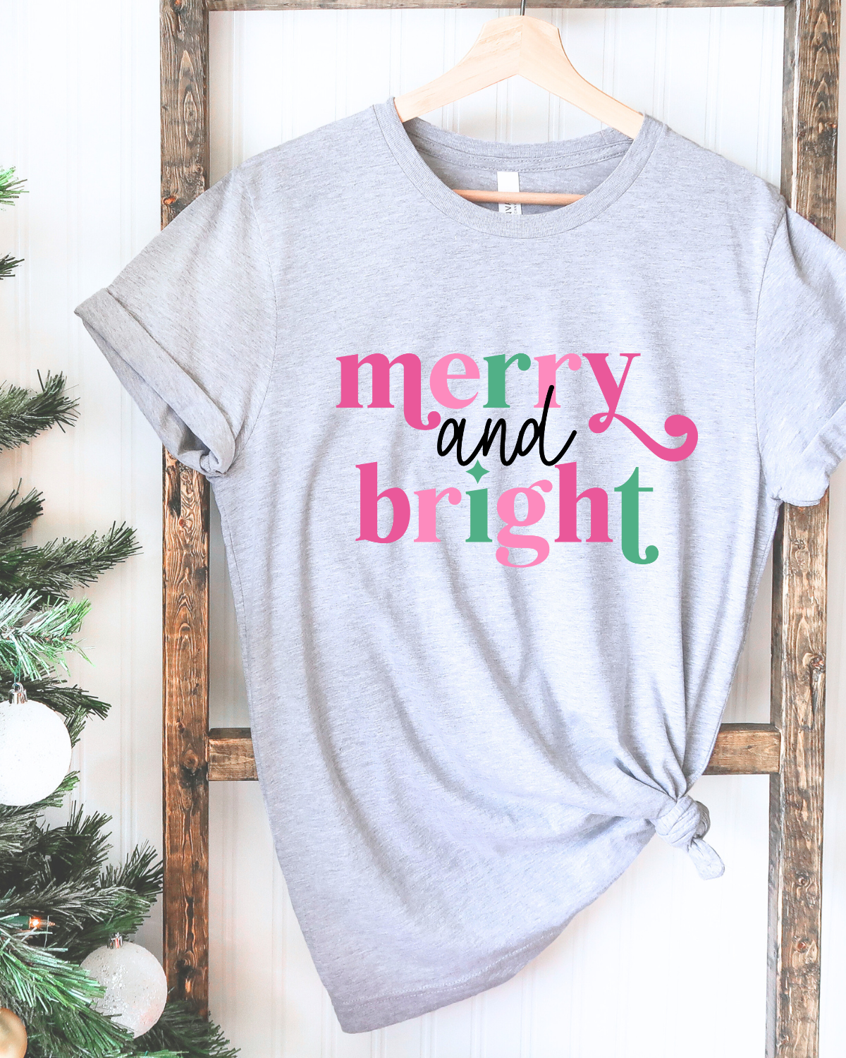 Merry & Bright Pink/Green, T-Shirt