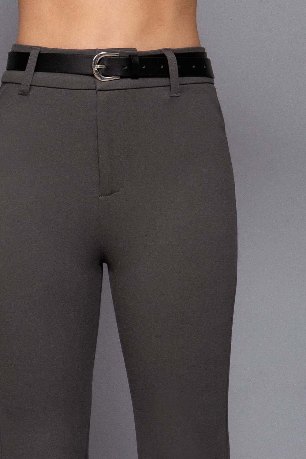 Active Basic | Active USA - Semi Flare Ponte Pants with Leather Belt