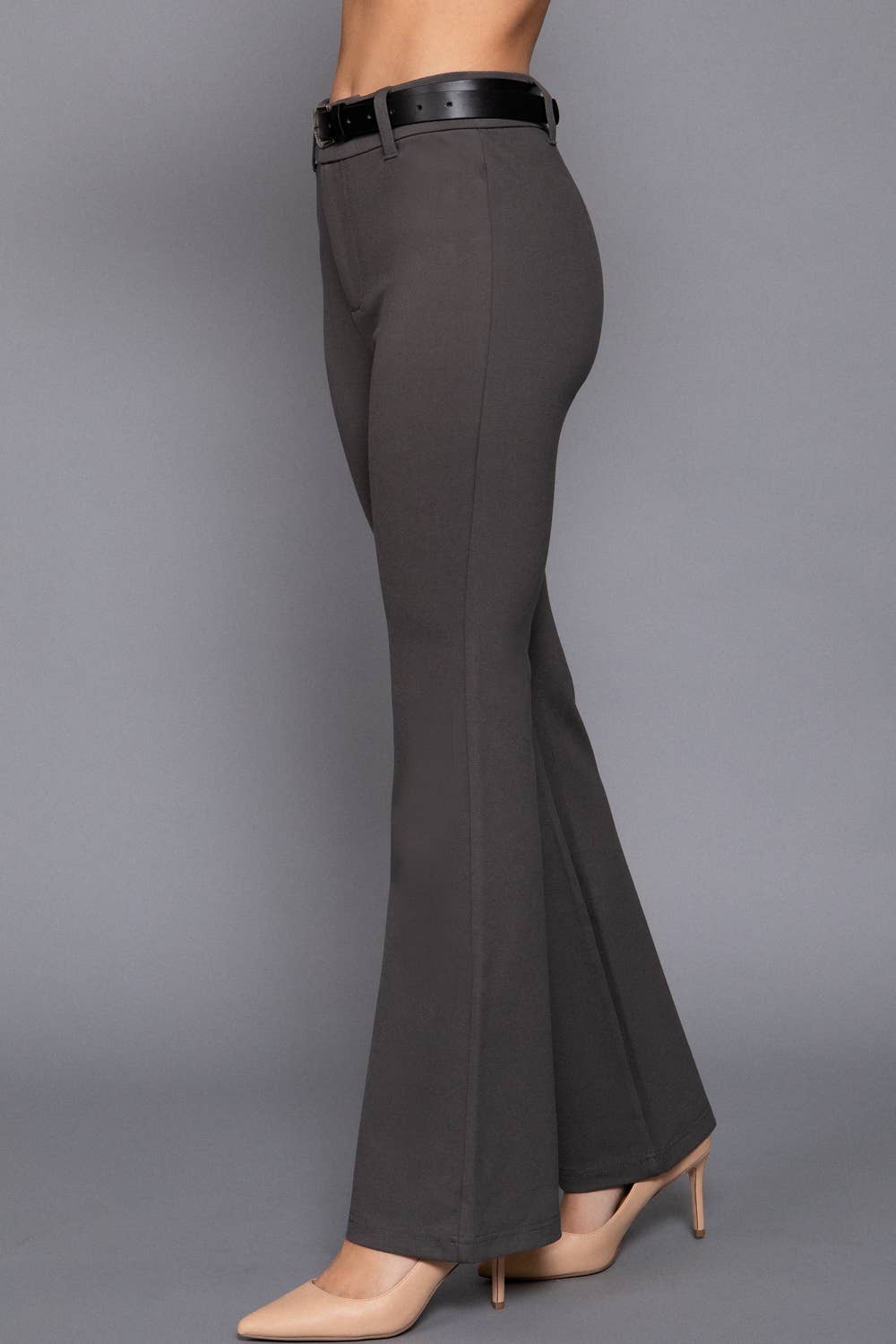 Active Basic | Active USA - Semi Flare Ponte Pants with Leather Belt