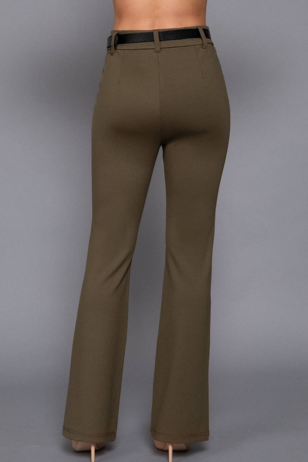 Active Basic | Active USA - Semi Flare Ponte Pants with Leather Belt
