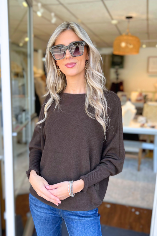 THE PERFECT CASHMERE BLEND SWEATER, Chocolate Brown (IN STOCK!)