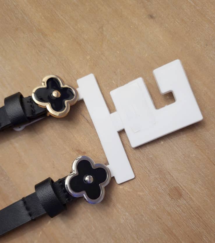anbfashion - Duo Slim Simple Chic Clover Flower Buckle Leather Belt Set