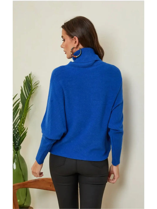 THE PERFECT CASHMERE BLEND TURTLENECK SWEATER, Royal Blue (SHIPS IN 2-3 WEEKS)