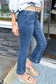 VERVET by FLYING MONKEY - HIGH RISE SEAMLESS WB TROUSER HEM KICK FLARE JEANS T6687