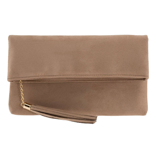 JNBFASHION.COM - Faux Micro Suede Foldover Clutch