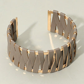 Faux Leather Wrapped Bracelet, Taupe